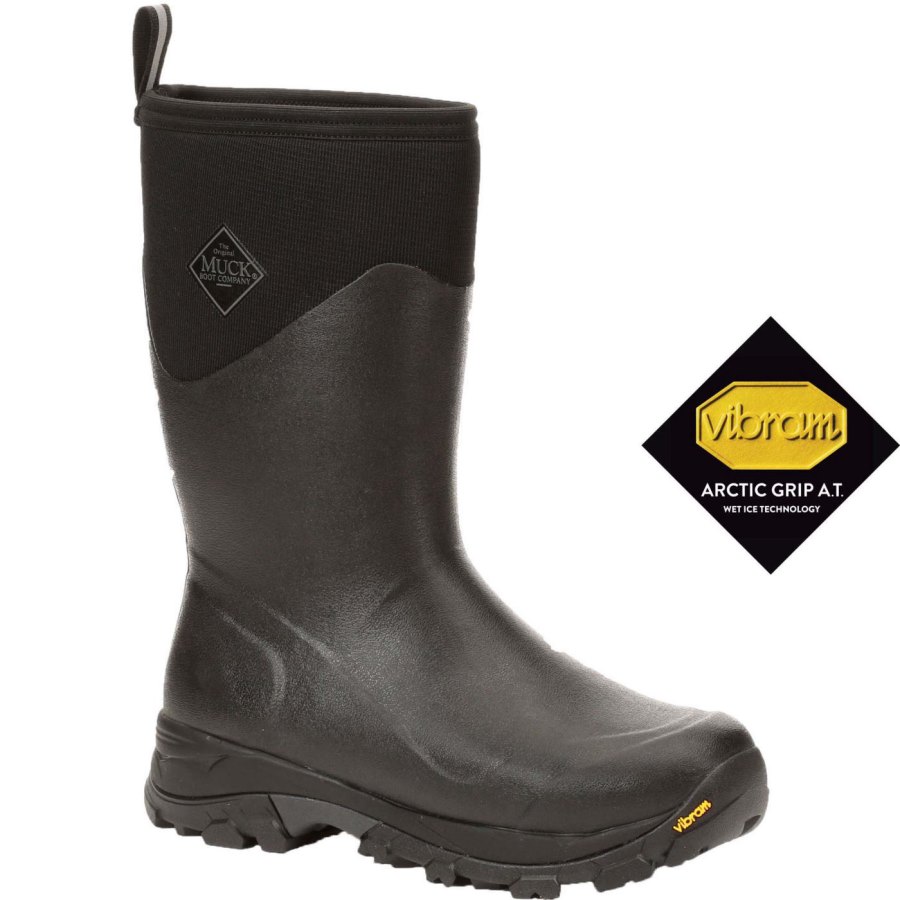 Muck Boots Arctic Ice Mid + Vibram Arctic Grip A.T. Rövid Szárú Csizma Férfi Fekete | AVMVA000