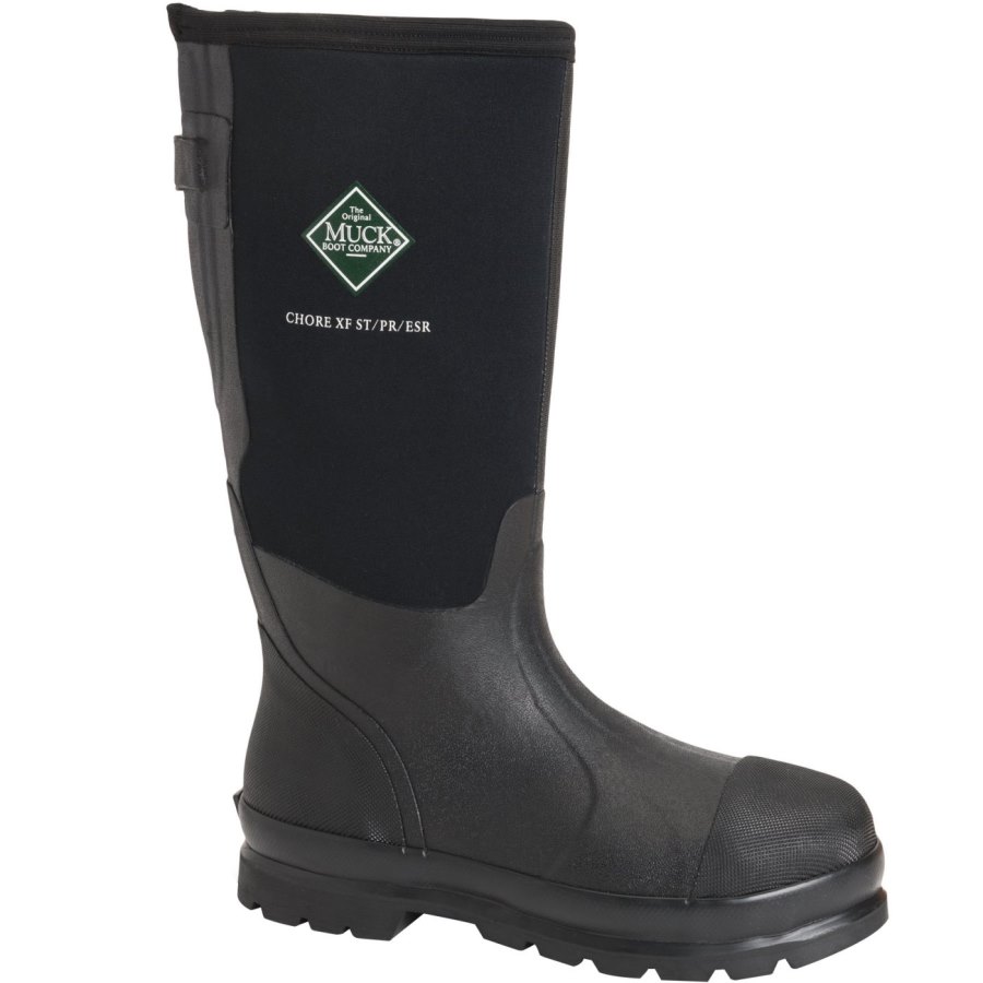 Muck Boots Chore Classic Steel Toe Széles Cipő Calf Munkabakancs Férfi Fekete | MCXFSTL