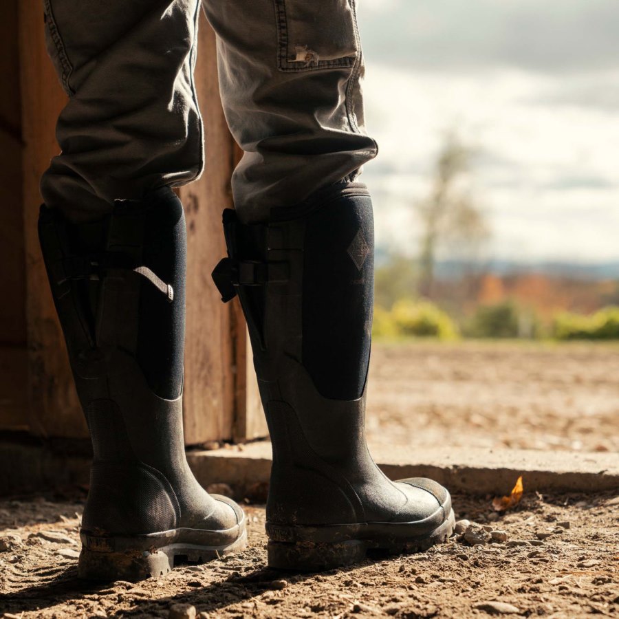 Muck Boots Chore Steel Toe Magas Széles Cipő Calf Munkabakancs Női Fekete | WCXFSTL