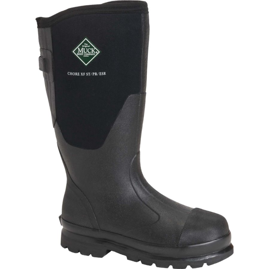 Muck Boots Chore Steel Toe Magas Széles Cipő Calf Munkabakancs Női Fekete | WCXFSTL